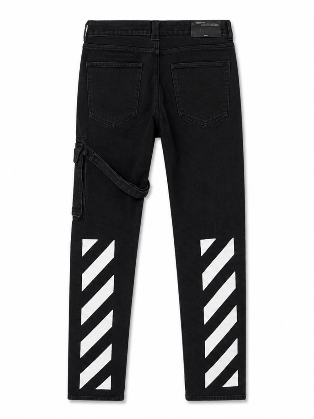 Off-White Black Denim Jeans with white stripes on back leg